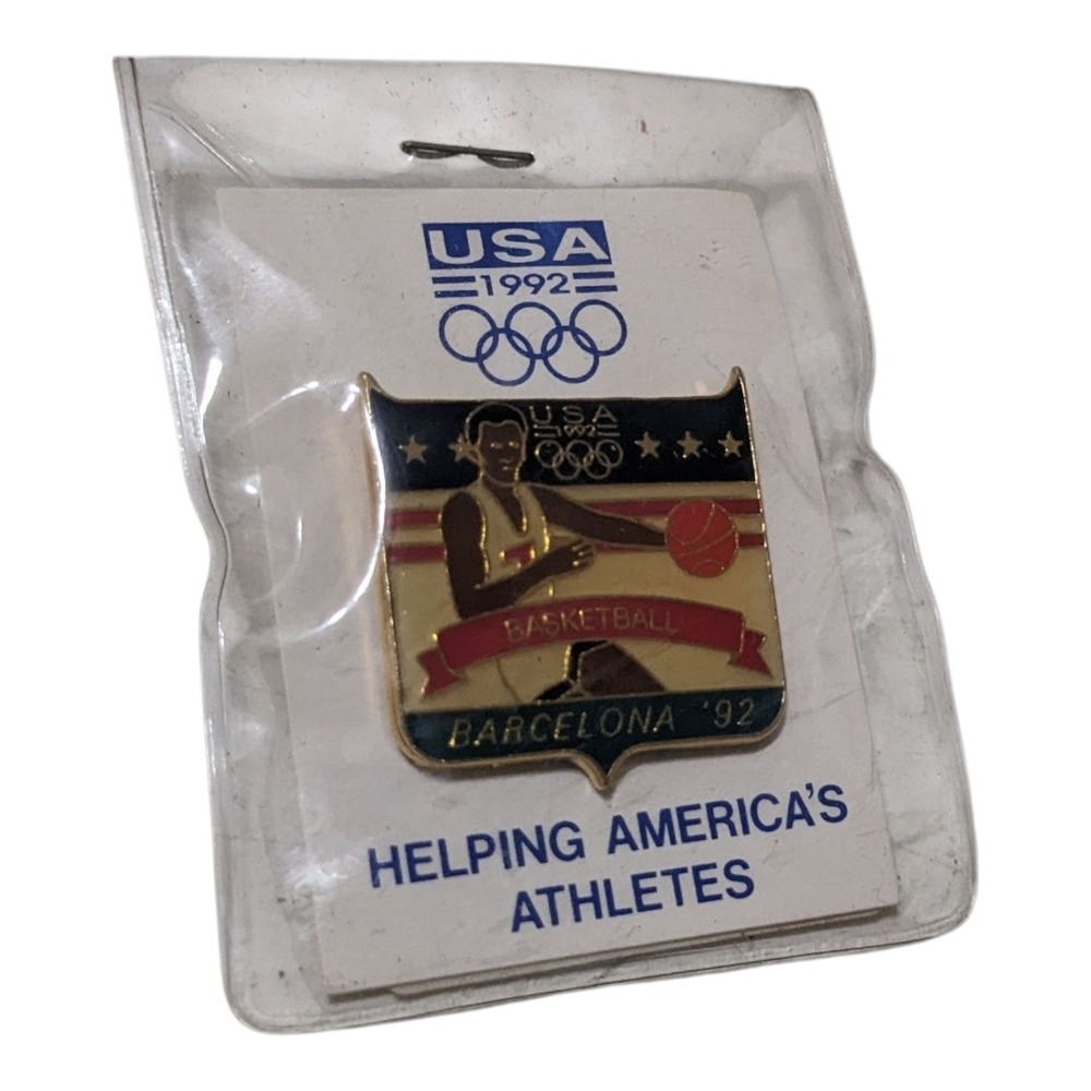 Vintage 1992 Barcelona‎ Olympics USA Basketball Dream Team Pin Helping America's